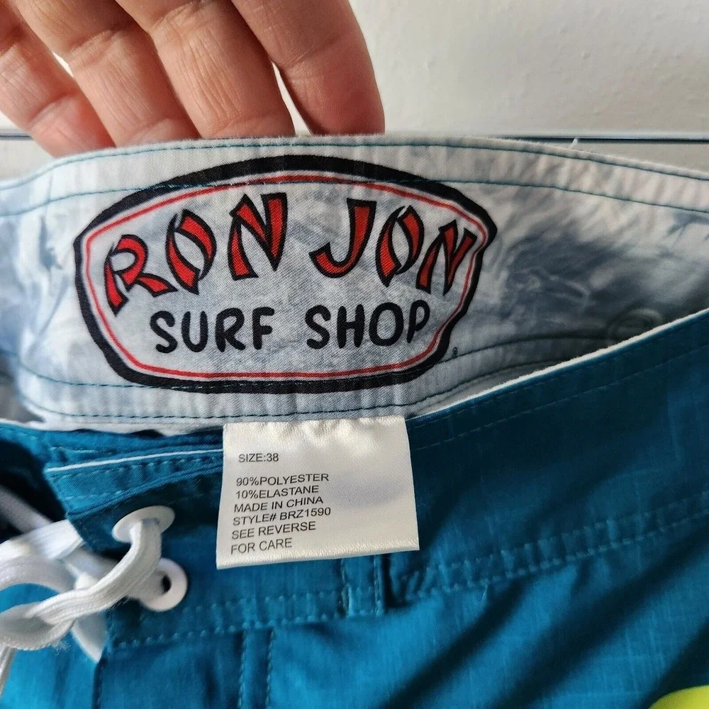 Ron Jon Surf‎ Shop Mens Size 38 Tropical Hawaiian Print Board Shorts Swim Trunks
